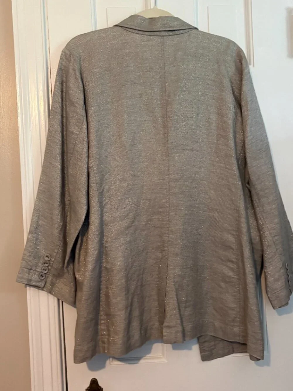 Eileen Fisher Linen Blazer Sparkle Metallic - XL - note small flaw - Picture 2 of 8